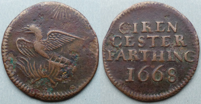 Cirencester, borough issue 1668 farthing N1616 Cirencester, borough issue 1668 farthing N1616